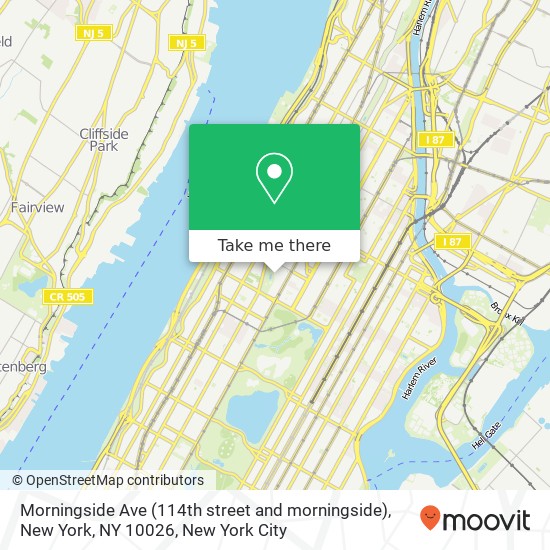 Mapa de Morningside Ave (114th street and morningside), New York, NY 10026