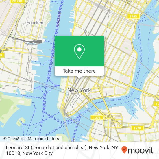 Mapa de Leonard St (leonard st and church st), New York, NY 10013