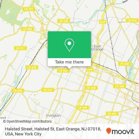 Mapa de Halsted Street, Halsted St, East Orange, NJ 07018, USA