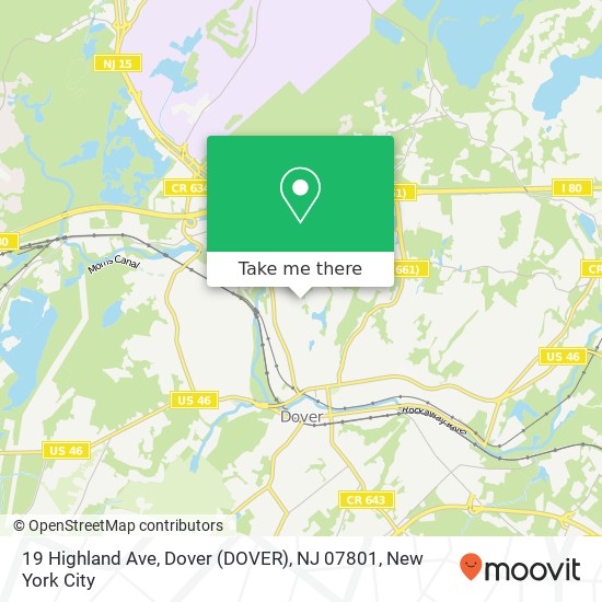 Mapa de 19 Highland Ave, Dover (DOVER), NJ 07801