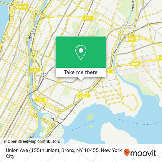 Mapa de Union Ave (155th union), Bronx, NY 10455