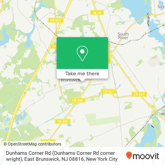 Mapa de Dunhams Corner Rd (Dunhams Corner Rd corner wright), East Brunswick, NJ 08816