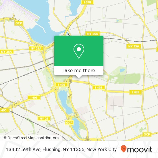 Mapa de 13402 59th Ave, Flushing, NY 11355