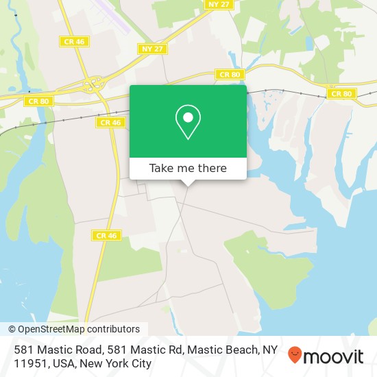 Mapa de 581 Mastic Road, 581 Mastic Rd, Mastic Beach, NY 11951, USA