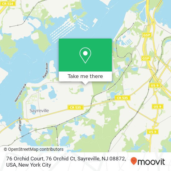 Mapa de 76 Orchid Court, 76 Orchid Ct, Sayreville, NJ 08872, USA