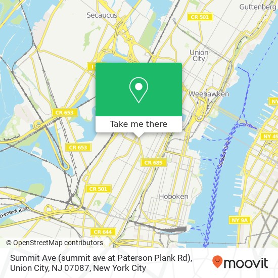 Mapa de Summit Ave (summit ave at Paterson Plank Rd), Union City, NJ 07087
