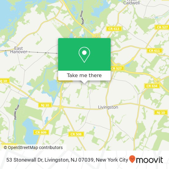 Mapa de 53 Stonewall Dr, Livingston, NJ 07039