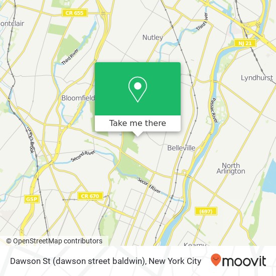 Mapa de Dawson St (dawson street baldwin), Belleville, NJ 07109