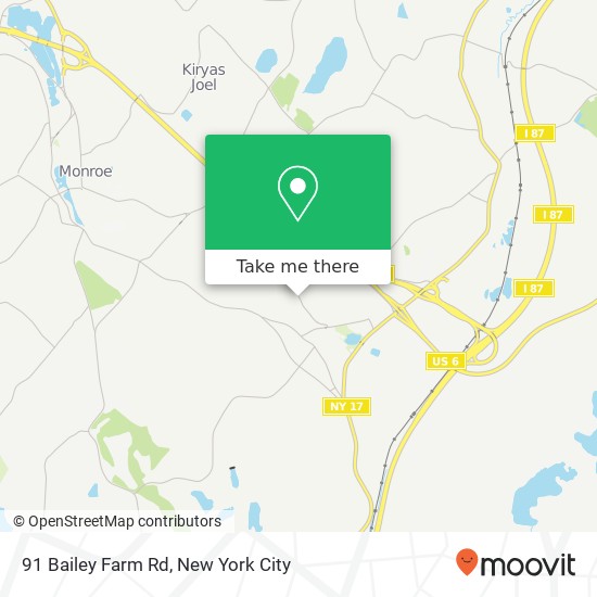 Mapa de 91 Bailey Farm Rd, Monroe, NY 10950