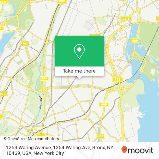 Mapa de 1254 Waring Avenue, 1254 Waring Ave, Bronx, NY 10469, USA