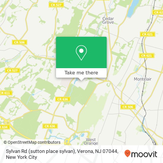 Mapa de Sylvan Rd (sutton place sylvan), Verona, NJ 07044