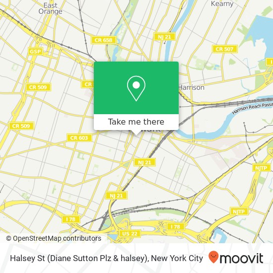 Mapa de Halsey St (Diane Sutton Plz & halsey), Newark, NJ 07102