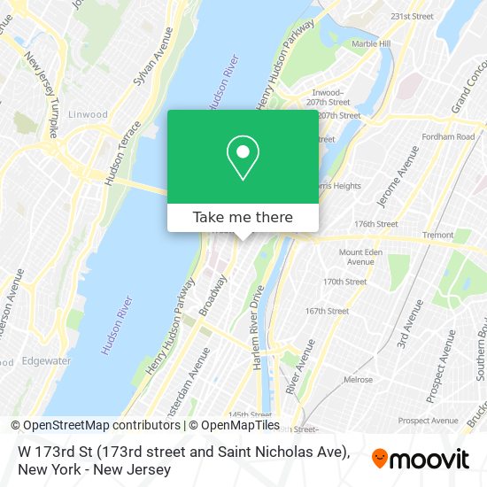 Mapa de W 173rd St (173rd street and Saint Nicholas Ave)