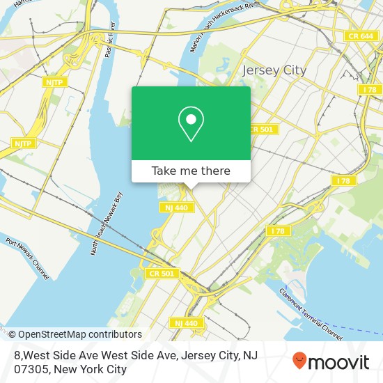 Mapa de 8,West Side Ave West Side Ave, Jersey City, NJ 07305