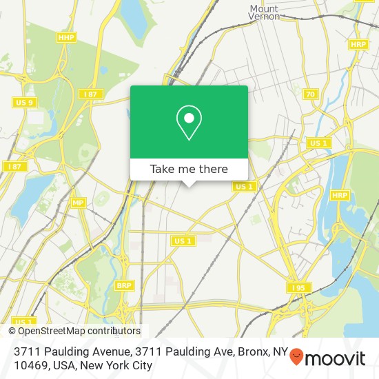 Mapa de 3711 Paulding Avenue, 3711 Paulding Ave, Bronx, NY 10469, USA