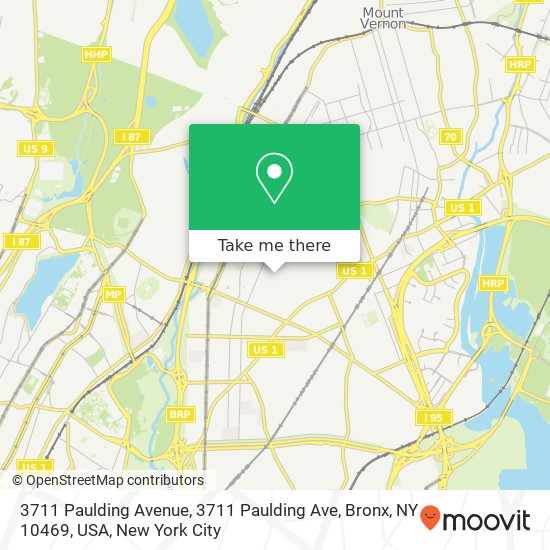 3711 Paulding Avenue, 3711 Paulding Ave, Bronx, NY 10469, USA map