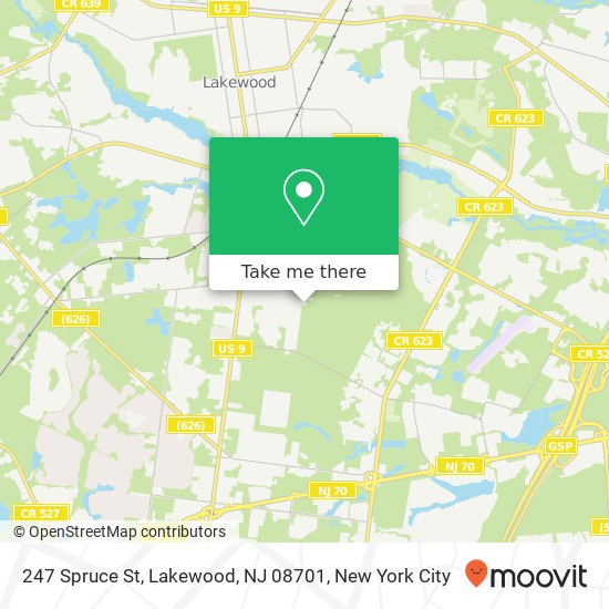Mapa de 247 Spruce St, Lakewood, NJ 08701