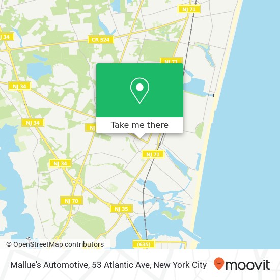 Mapa de Mallue's Automotive, 53 Atlantic Ave