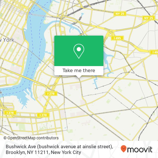 Mapa de Bushwick Ave (bushwick avenue at ainslie street), Brooklyn, NY 11211