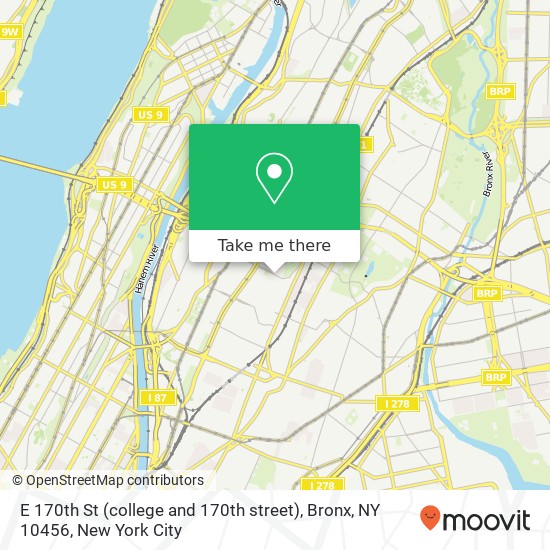 E 170th St (college and 170th street), Bronx, NY 10456 map