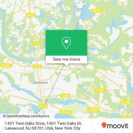 1401 Twin Oaks Drive, 1401 Twin Oaks Dr, Lakewood, NJ 08701, USA map