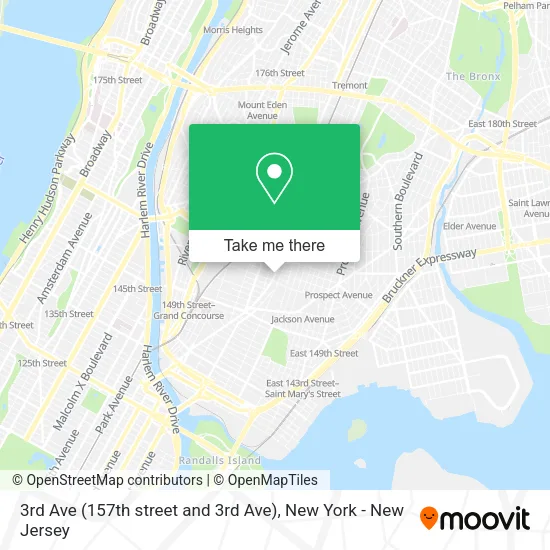 3rd Ave (157th street and 3rd Ave) map