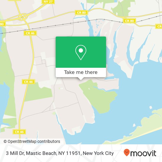 Mapa de 3 Mill Dr, Mastic Beach, NY 11951