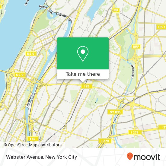 Mapa de Webster Avenue, Webster Ave, Bronx, NY 10457, USA