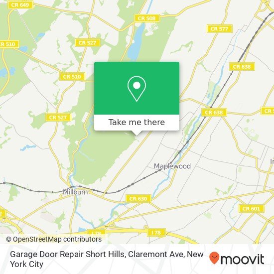 Mapa de Garage Door Repair Short Hills, Claremont Ave