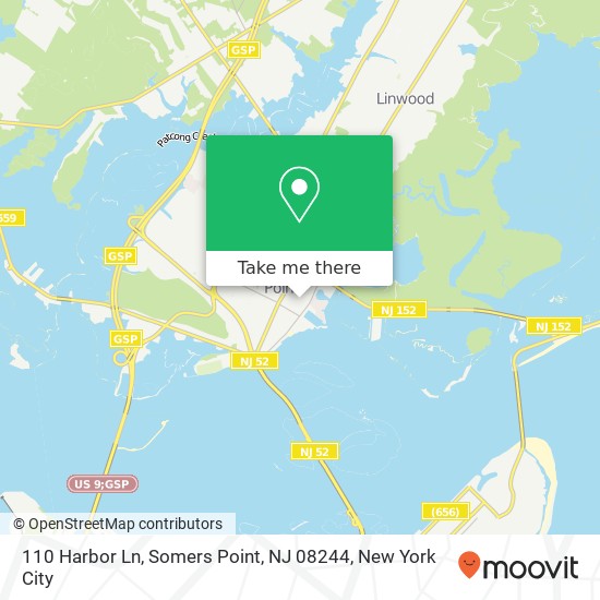 Mapa de 110 Harbor Ln, Somers Point, NJ 08244