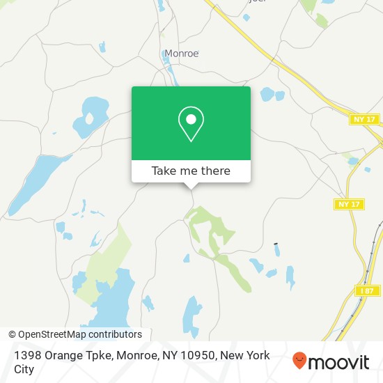 Mapa de 1398 Orange Tpke, Monroe, NY 10950