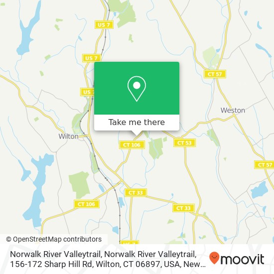 Mapa de Norwalk River Valleytrail, Norwalk River Valleytrail, 156-172 Sharp Hill Rd, Wilton, CT 06897, USA