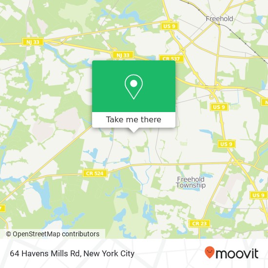 Mapa de 64 Havens Mills Rd, Freehold, NJ 07728