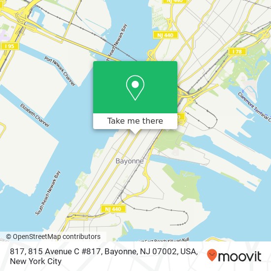 Mapa de 817, 815 Avenue C #817, Bayonne, NJ 07002, USA