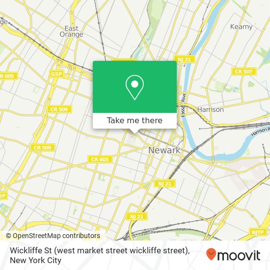 Mapa de Wickliffe St (west market street wickliffe street), Newark, NJ 07103