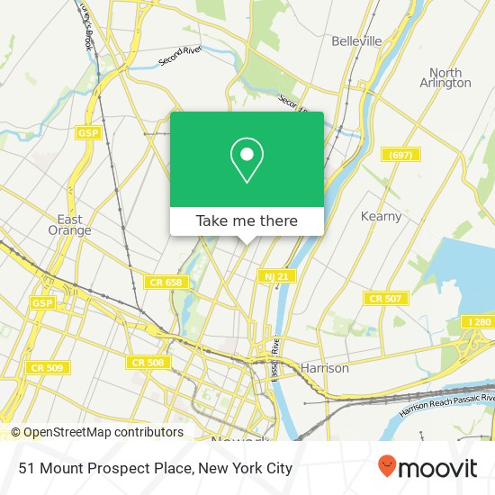 Mapa de 51 Mount Prospect Place, 51 Mt Prospect Pl, Newark, NJ 07104, USA