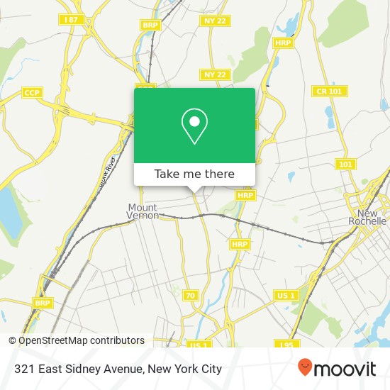 Mapa de 321 East Sidney Avenue, 321 E Sidney Ave, Mt Vernon, NY 10553, USA