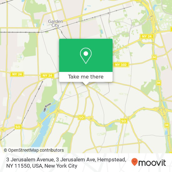 Mapa de 3 Jerusalem Avenue, 3 Jerusalem Ave, Hempstead, NY 11550, USA