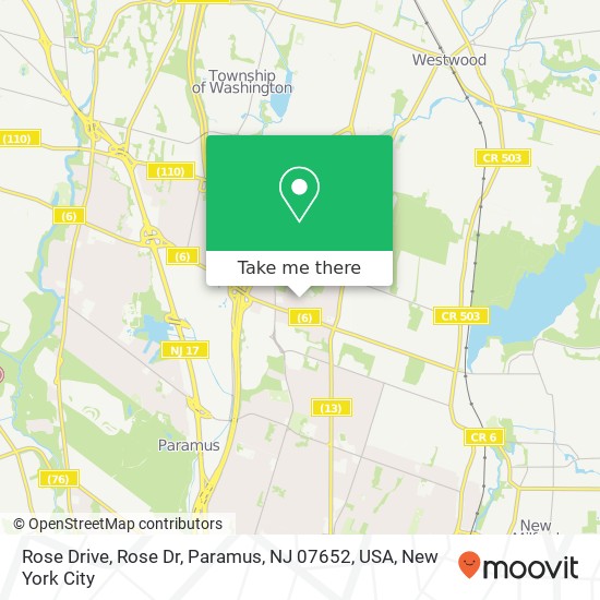 Mapa de Rose Drive, Rose Dr, Paramus, NJ 07652, USA