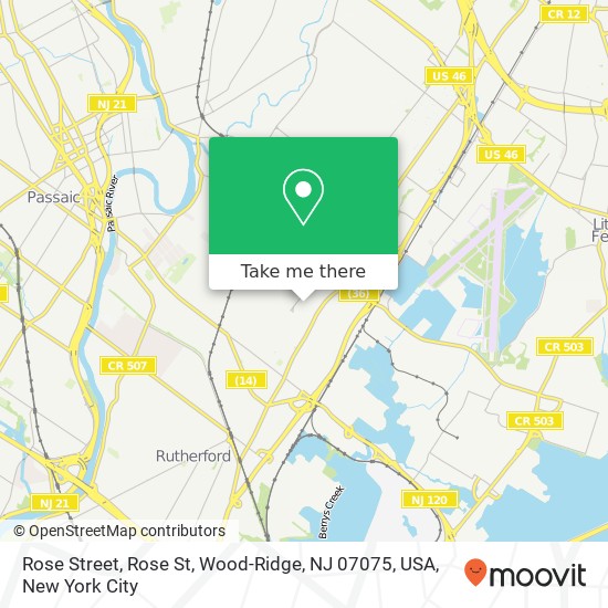 Mapa de Rose Street, Rose St, Wood-Ridge, NJ 07075, USA