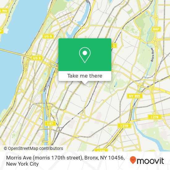 Mapa de Morris Ave (morris 170th street), Bronx, NY 10456