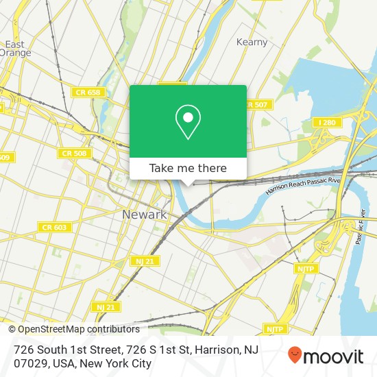 Mapa de 726 South 1st Street, 726 S 1st St, Harrison, NJ 07029, USA