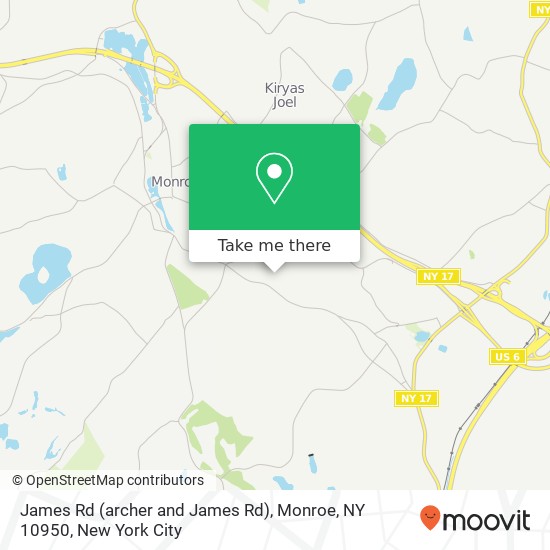 Mapa de James Rd (archer and James Rd), Monroe, NY 10950