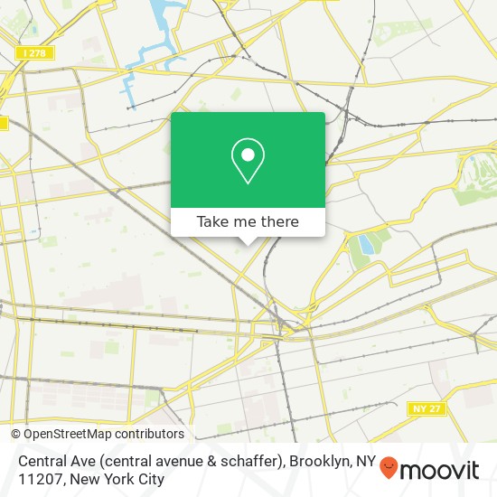 Mapa de Central Ave (central avenue & schaffer), Brooklyn, NY 11207