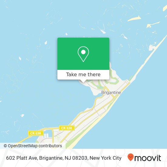 Mapa de 602 Platt Ave, Brigantine, NJ 08203
