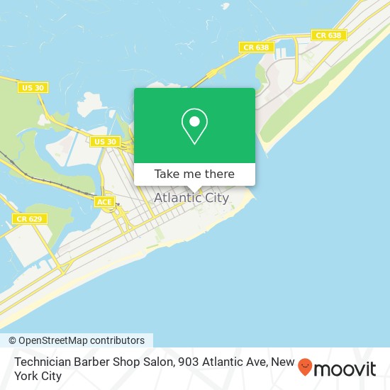 Mapa de Technician Barber Shop Salon, 903 Atlantic Ave