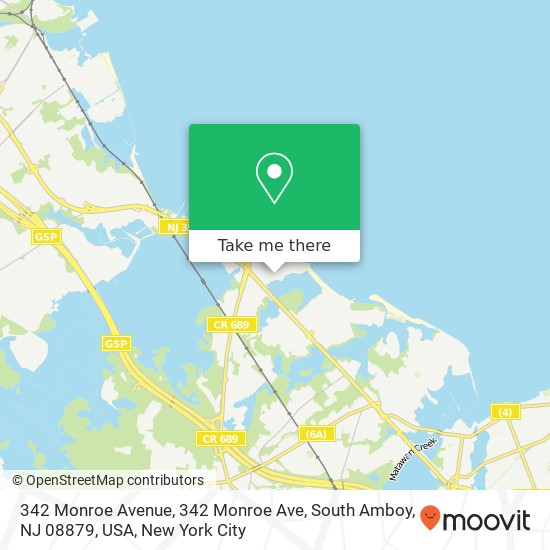 Mapa de 342 Monroe Avenue, 342 Monroe Ave, South Amboy, NJ 08879, USA