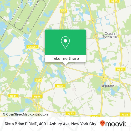 Mapa de Rista Brian D DMD, 4001 Asbury Ave
