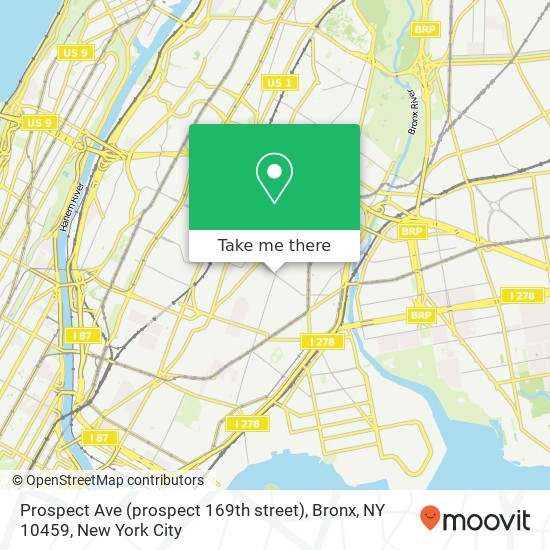Mapa de Prospect Ave (prospect 169th street), Bronx, NY 10459