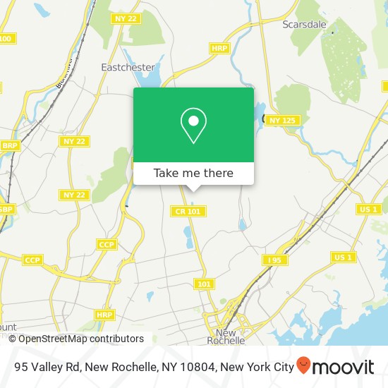 Mapa de 95 Valley Rd, New Rochelle, NY 10804